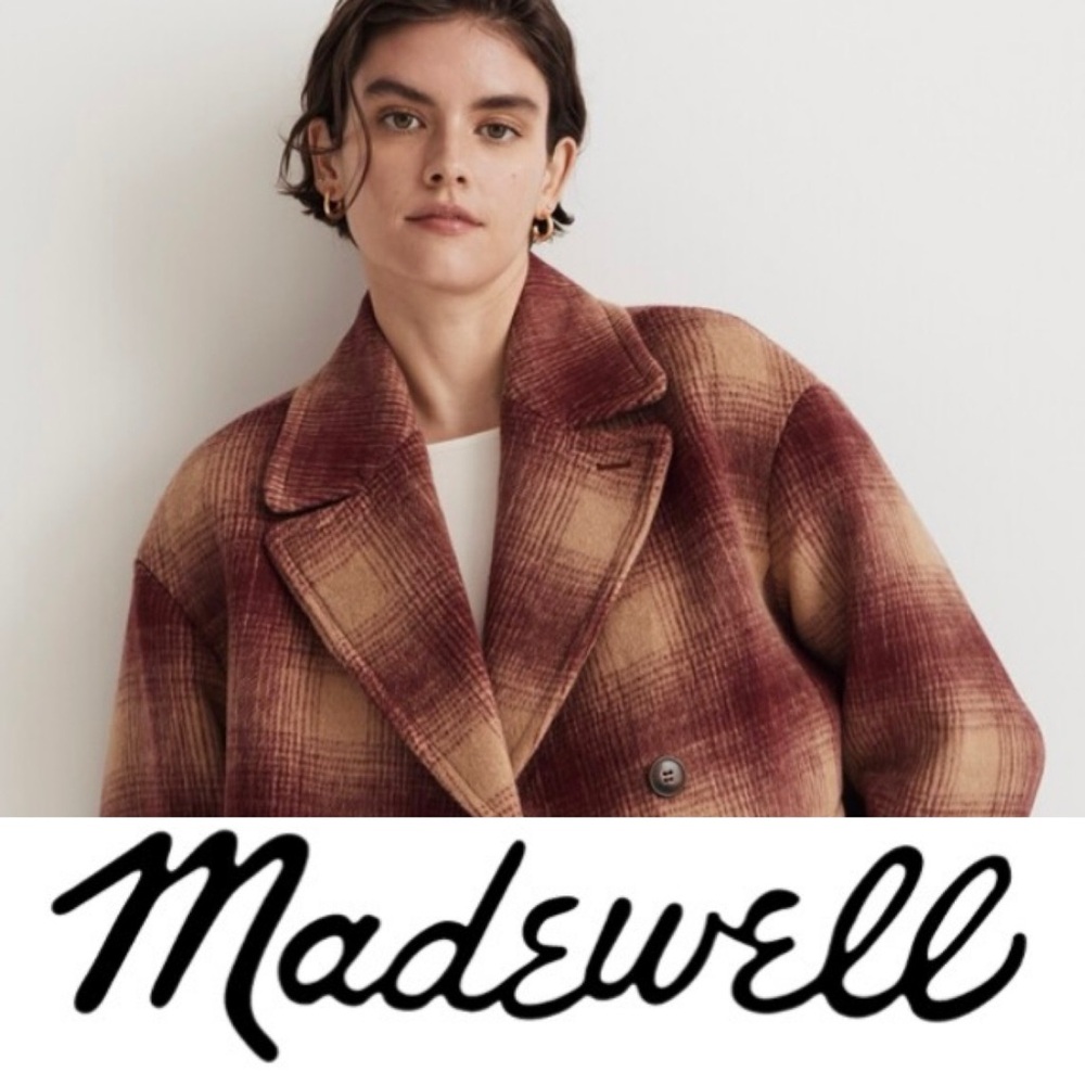 Madewell Oversized Brushed Wool Blend Doringa Plaid Jacket